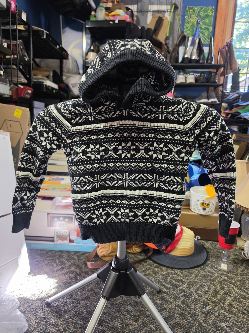Old Navy Black and Cream Fair Isle Turtleneck Sweater